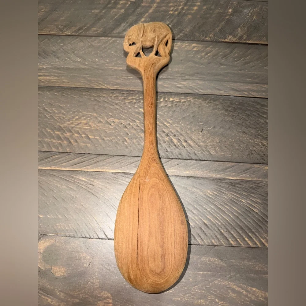 Elegant Brown Wooden‎ Serving Spoon, elephant spoon, kitchen, cooking